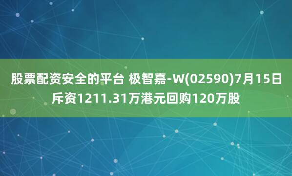股票配资安全的平台 极智嘉-W(02590)7月15日斥资1211.31万港元回购120万股